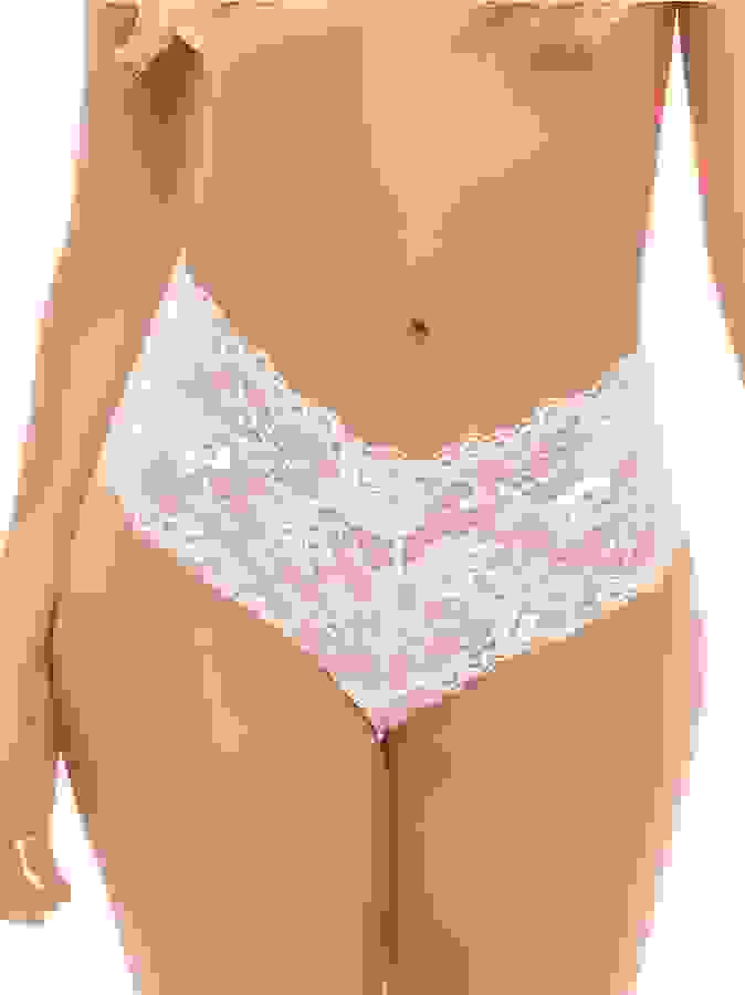 Oh La La Cheri Curves Plus Size White Floral Lace Crotchless Shorts , White, hi-res